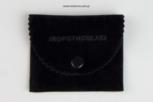 Iropothoulaki: Branded pouches – cases with deboss printing.