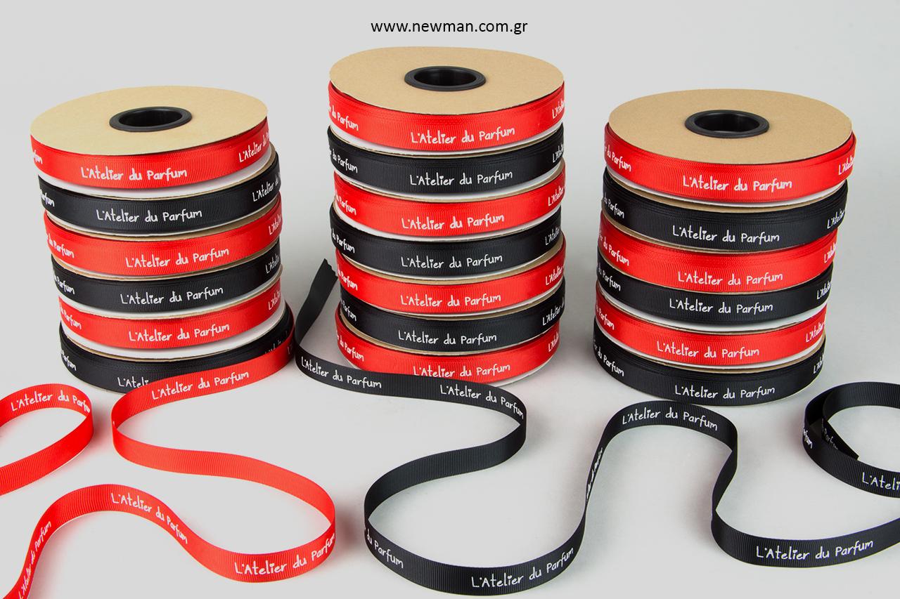 Branded ribbons for gift packaging.