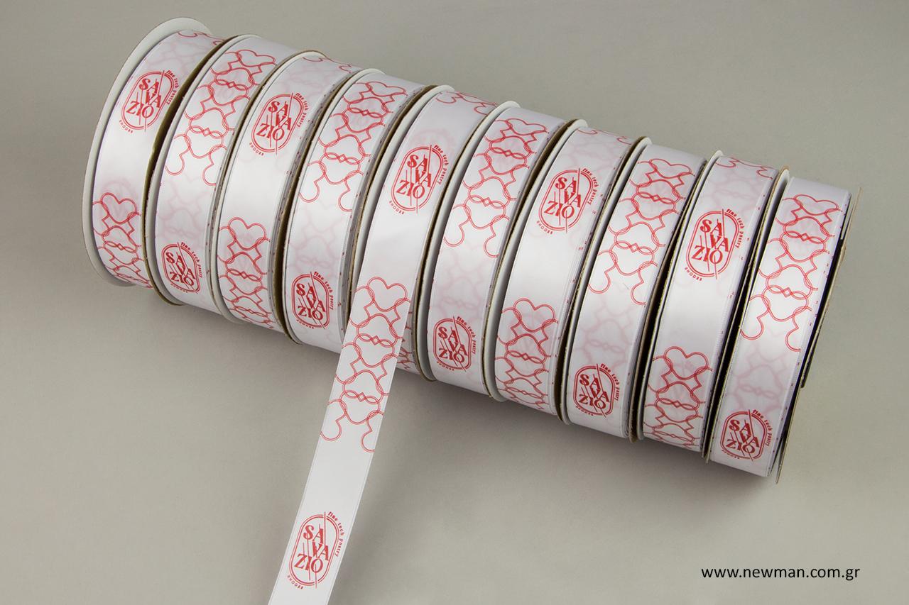 Satin heart ribbons with digital printing.