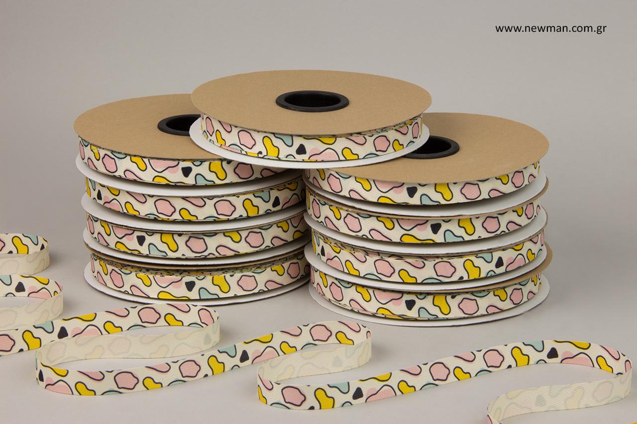 Digitally printed ribbons for a footwear company.