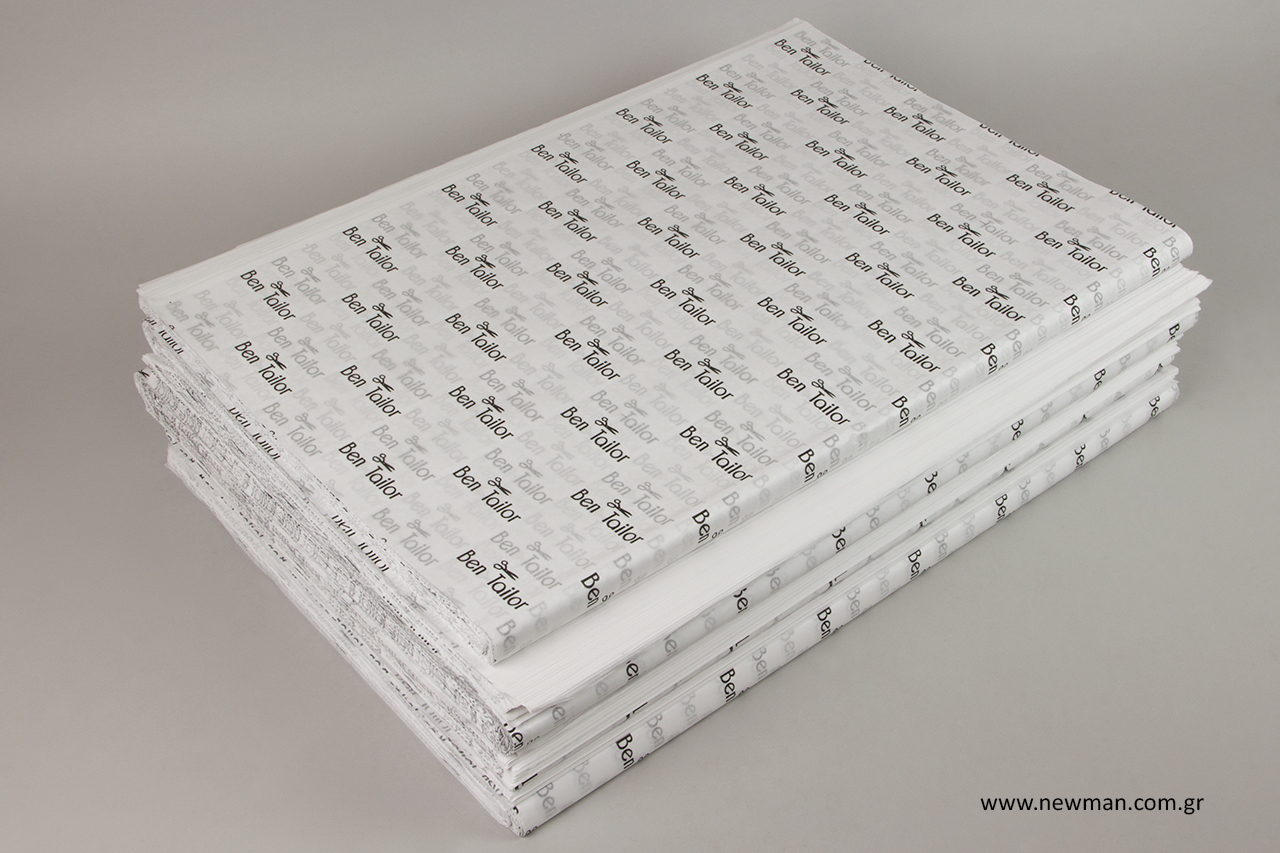 Business tissue paper with printing.