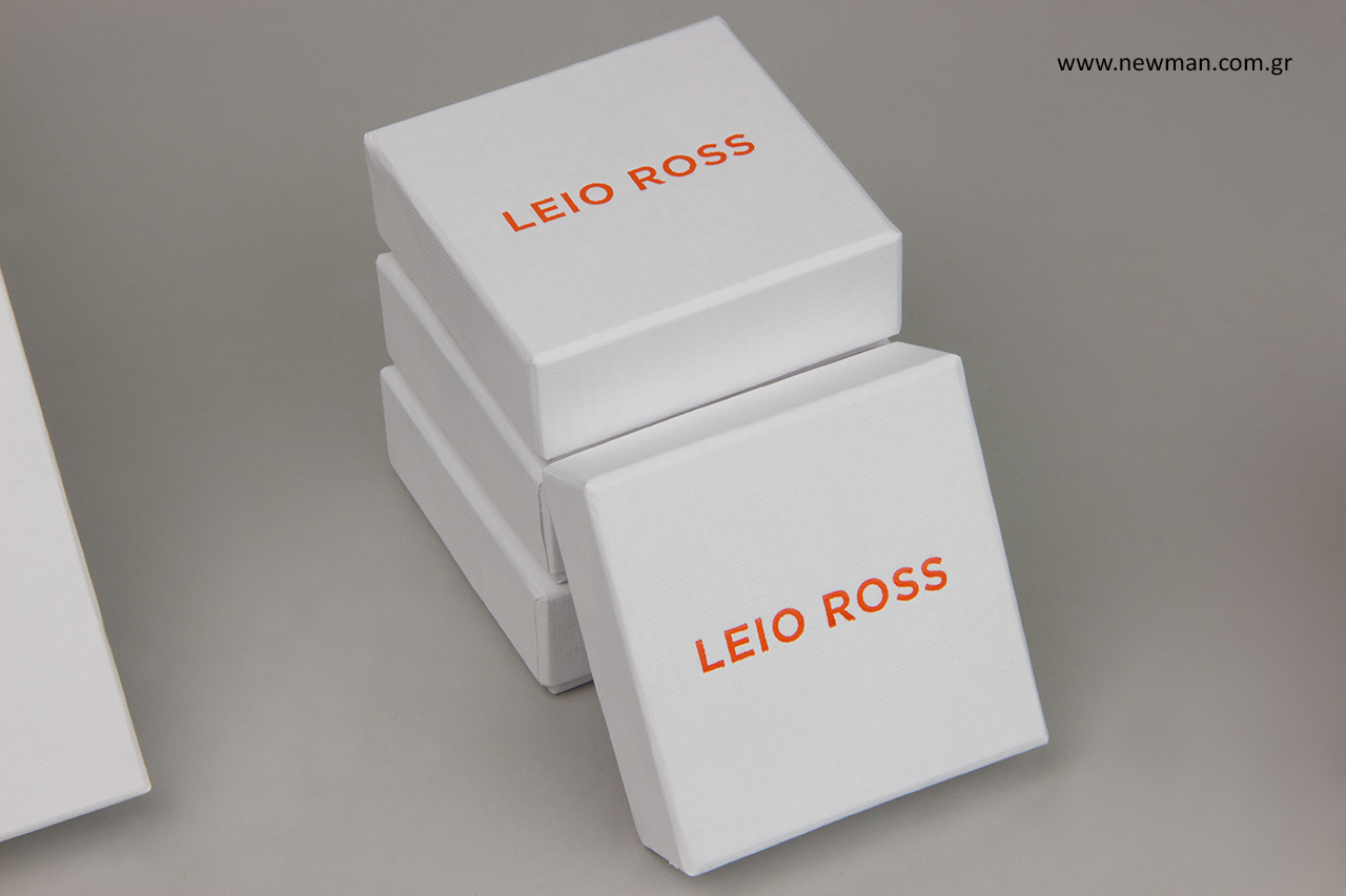 Paper boxes for jewellery with corporate logo.