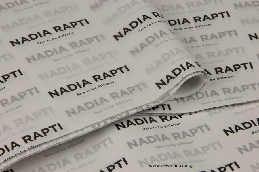 Nadia Rapti: Τυπωμένο χαρτί αφής με επωνυμία.