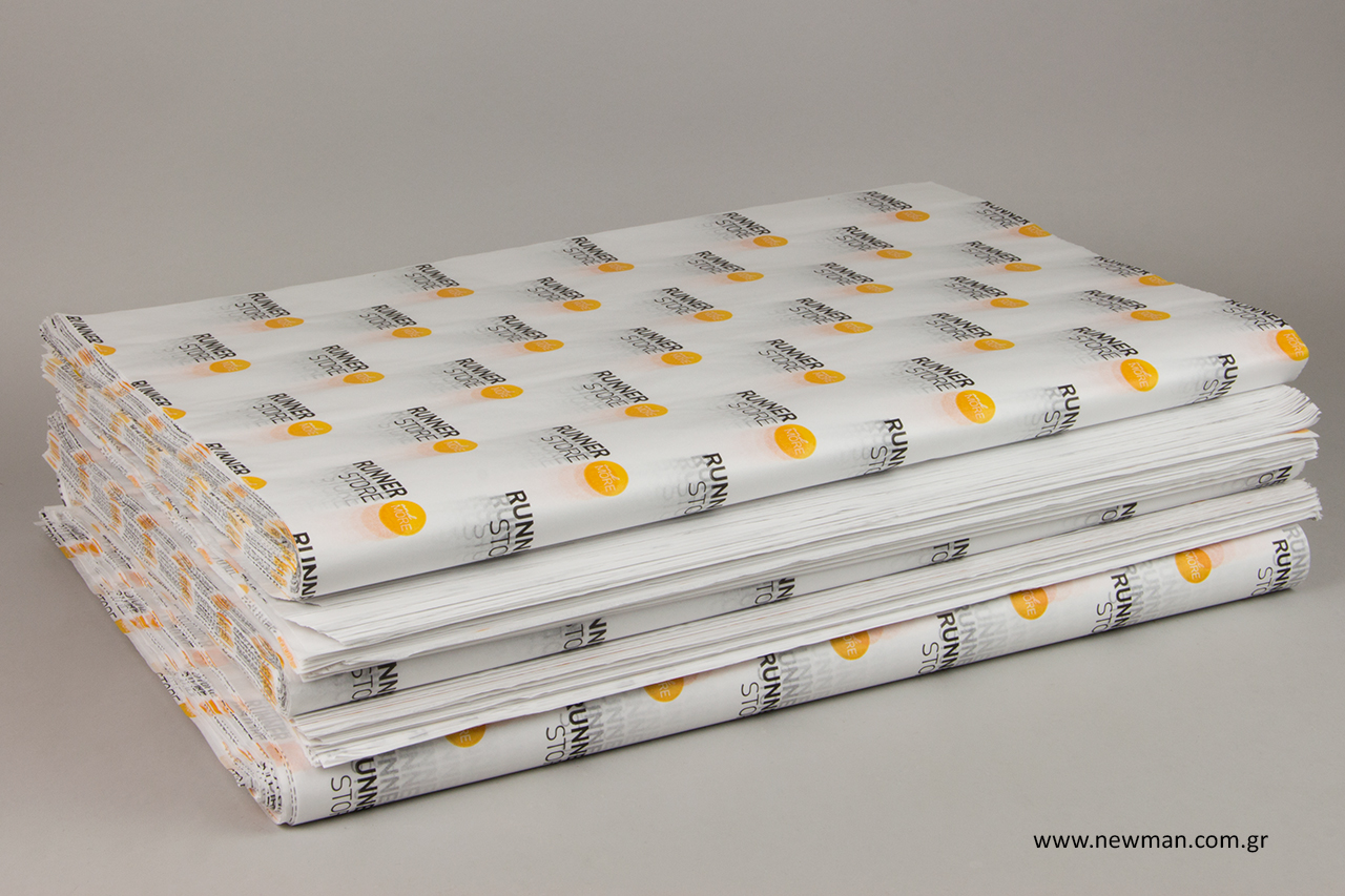Branded wrapping paper for running products.