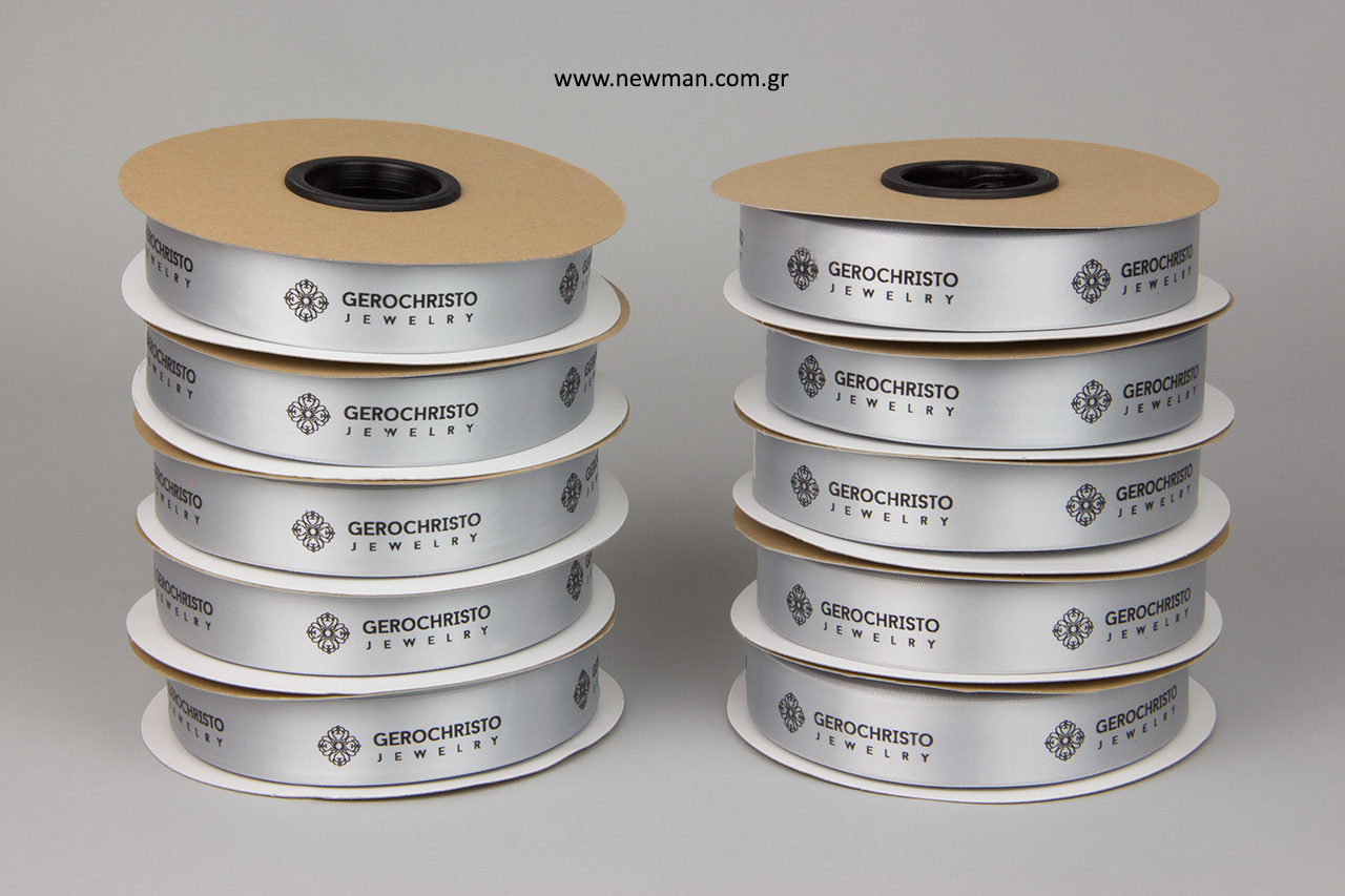 Branded ribbons for packaging decoration.