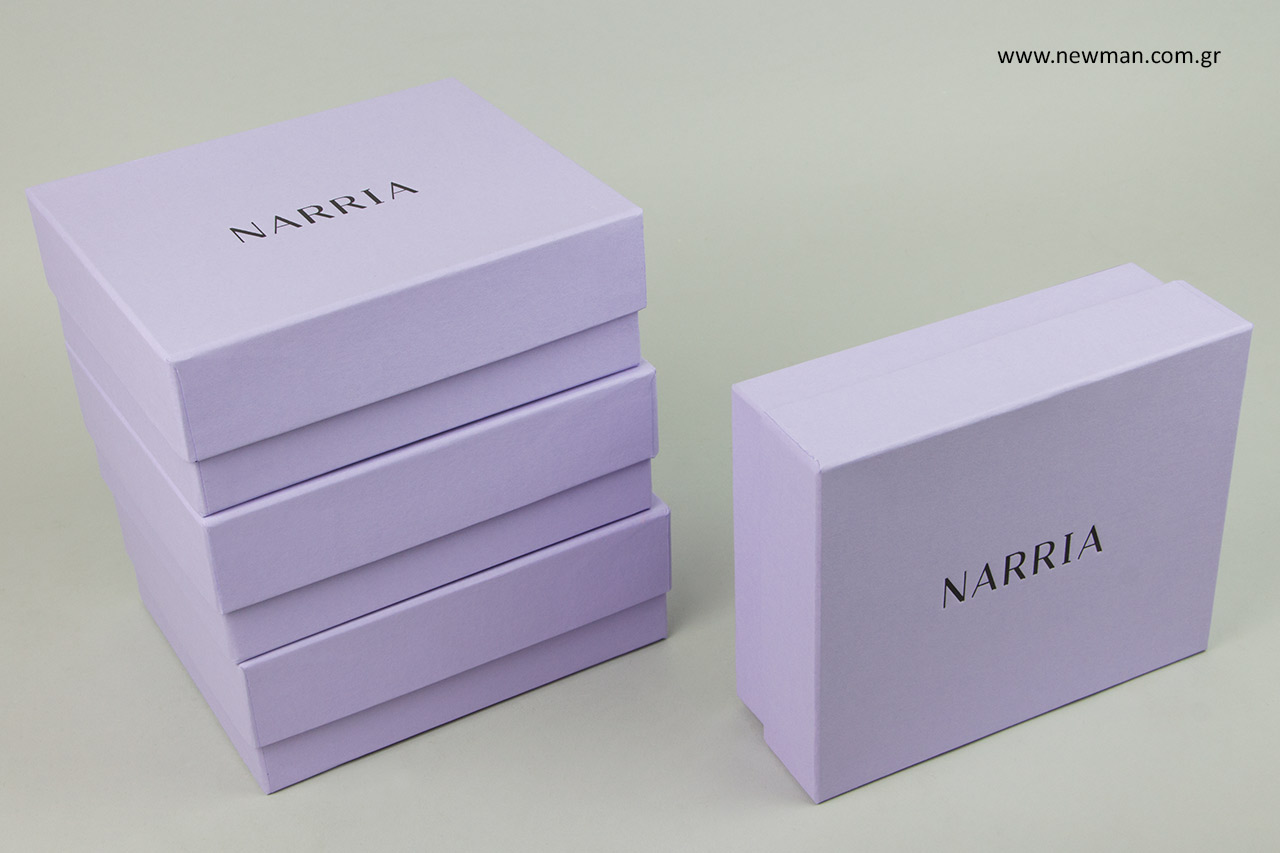 Rigid packaging boxes with logo printing.