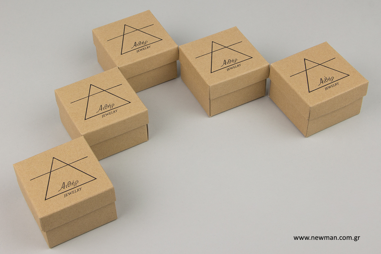 Paper bijoux boxes with logo printing.
