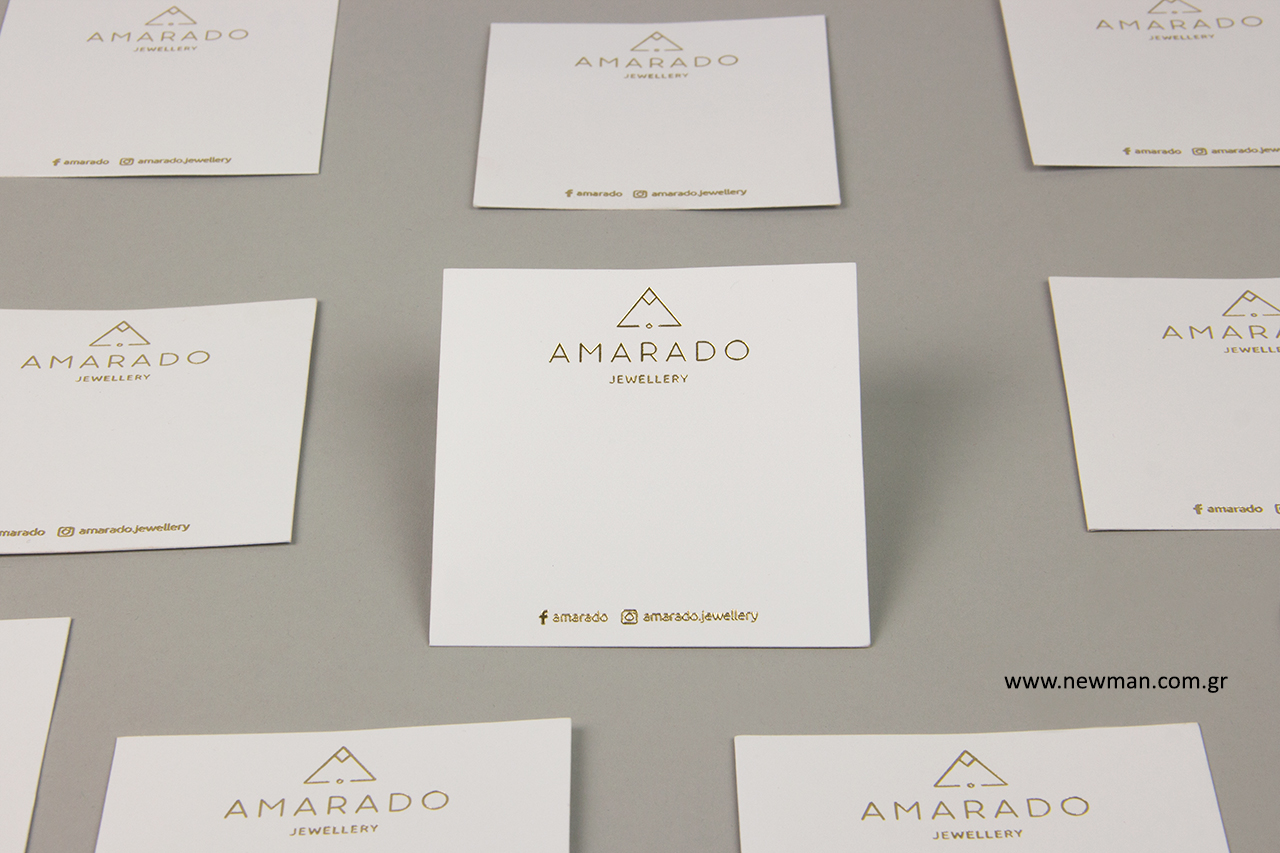 Gold hot-foil printing on business cards.