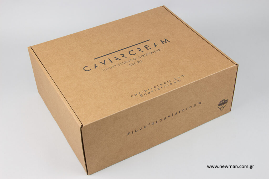 Caviar Cream: Printed e-commerce delivery boxes.