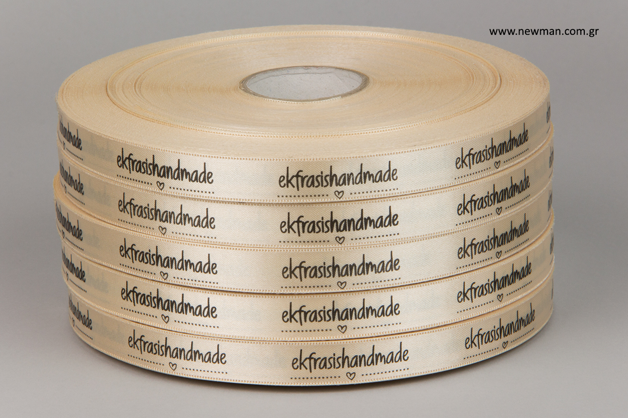 Double-sided satin ribbons with logo printing.