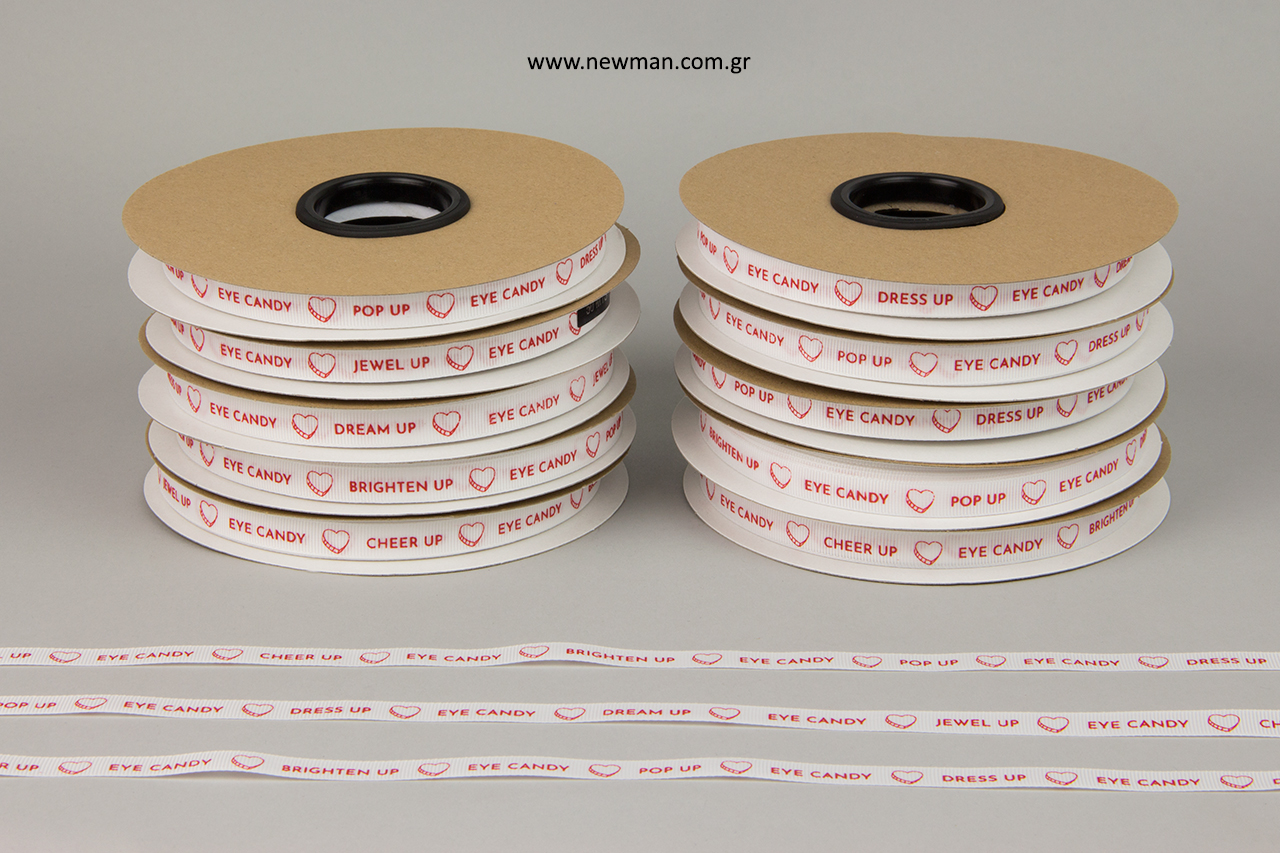 Decorative ribbons with embossed printing.