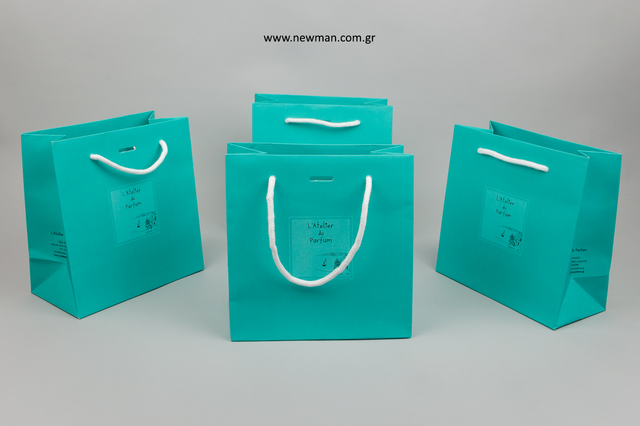 Turquoise wholesale shopping bags.