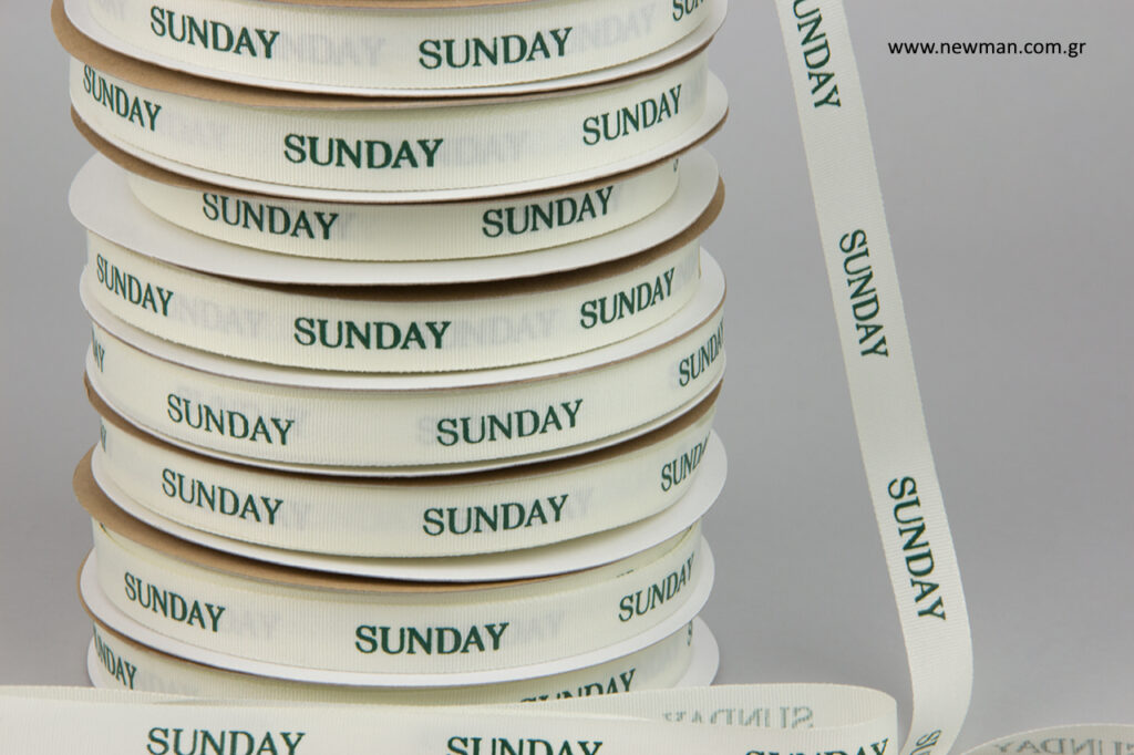 Sunday: Printed grosgrain ribbons by NewMan Packaging company.