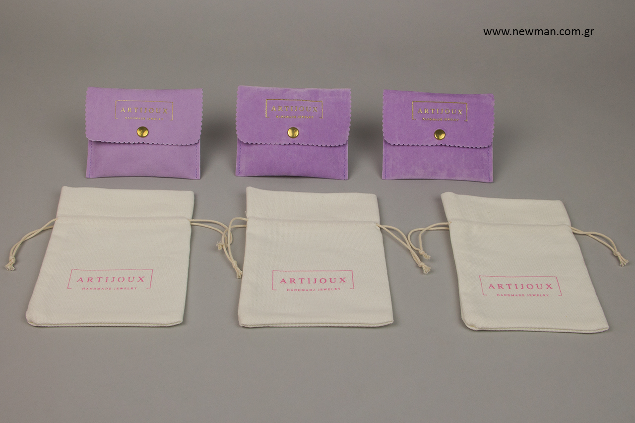 Pockets and pouches with corporate name printing.