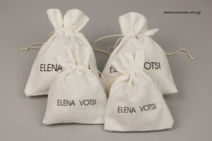 Elena Votsi: Cotton mini pouches for jewels and accessories with print.