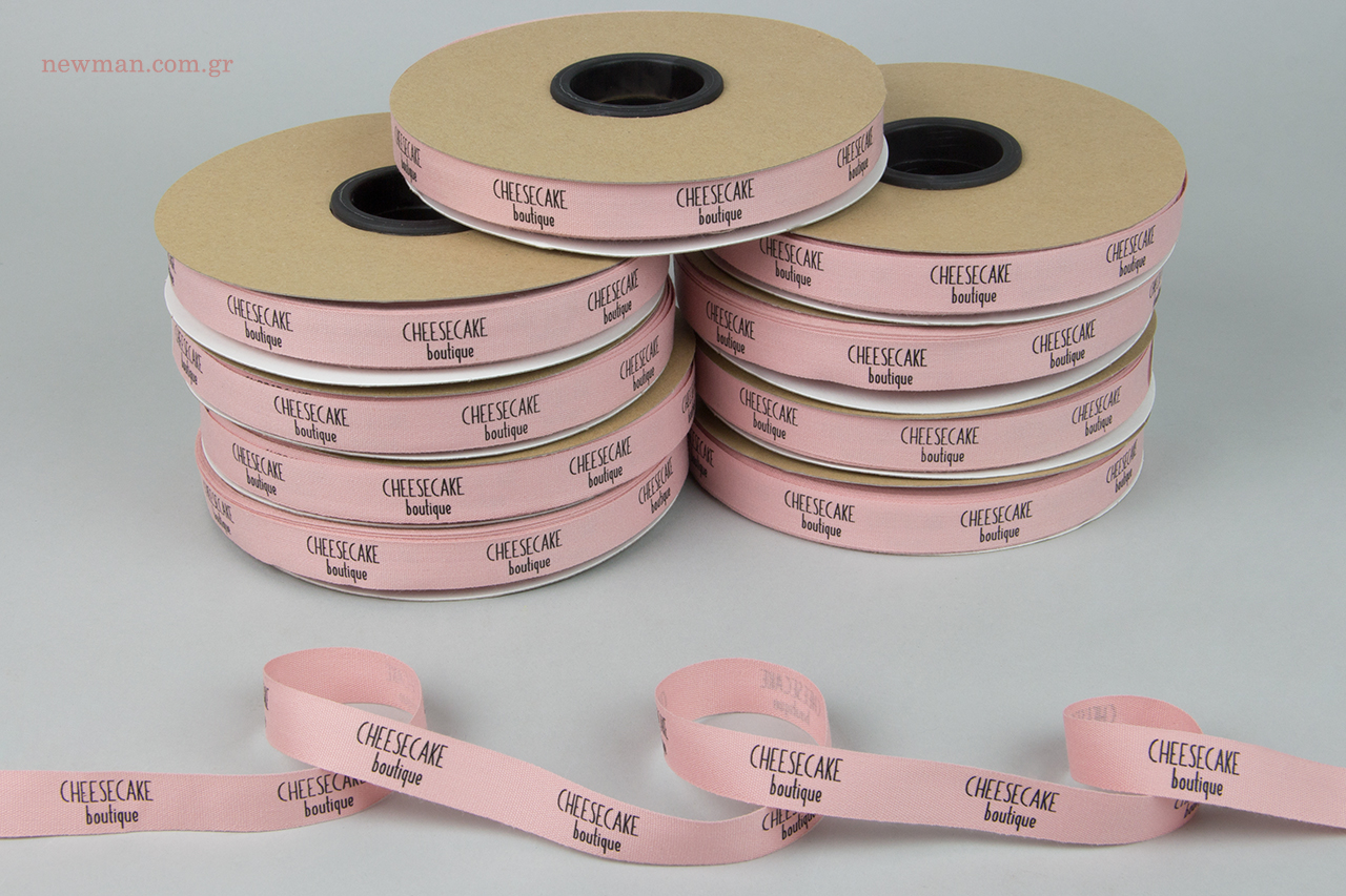 Corporate name printing on packaging ribbons.
