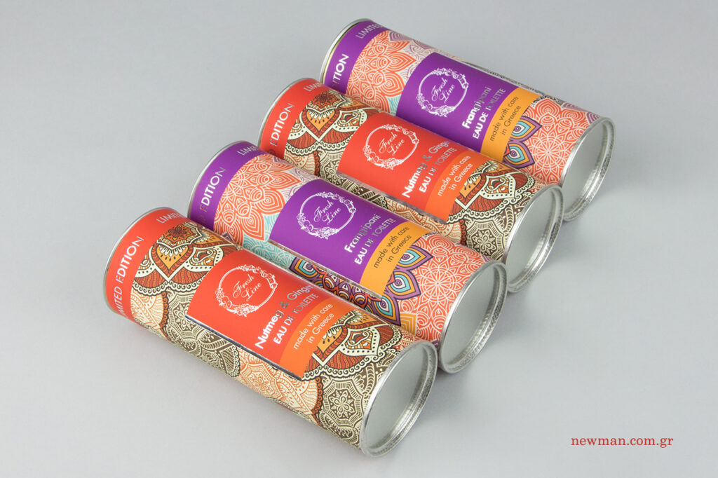 Fresh Line: Printed cylindrical gift boxes for Christmas and New Year.