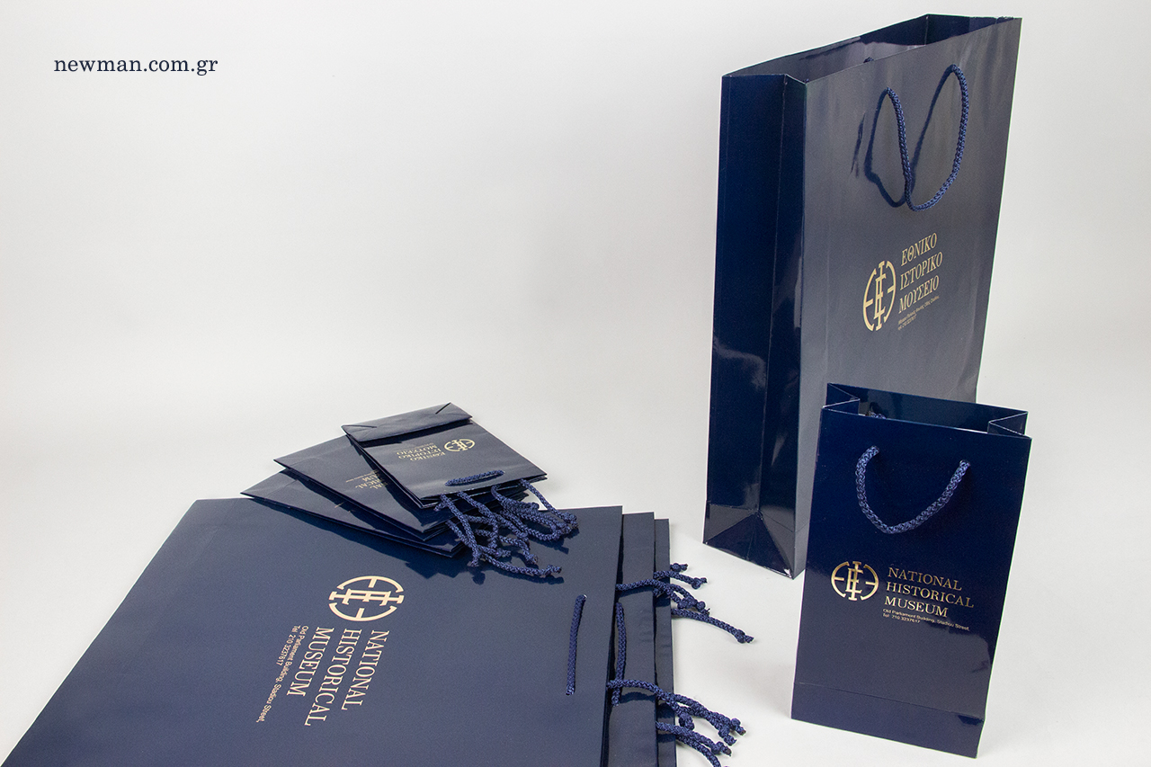 Luxury paper gift bag for National Historical Museum e-shop.