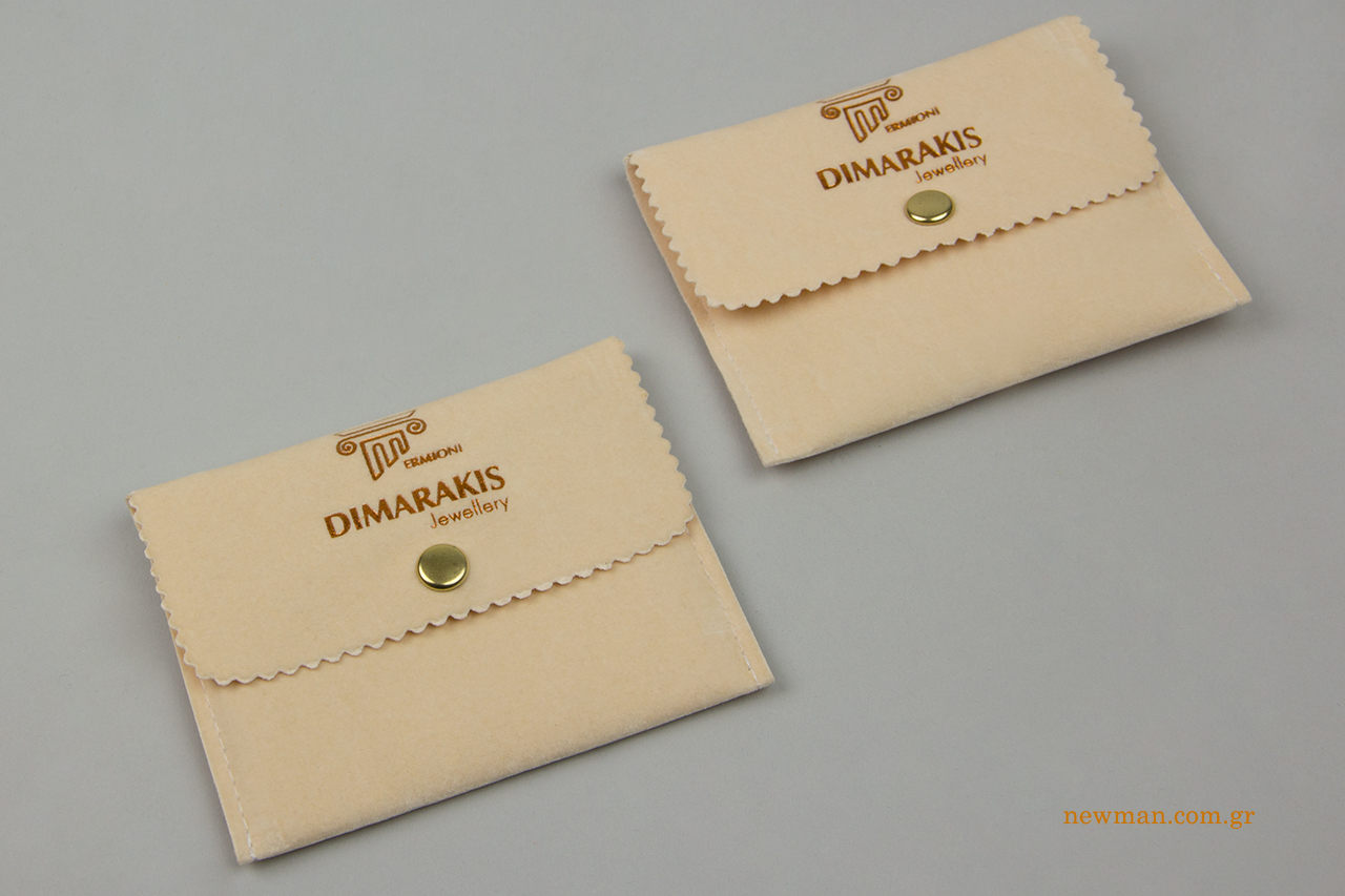 Wholesale suede packaging pouches with print.