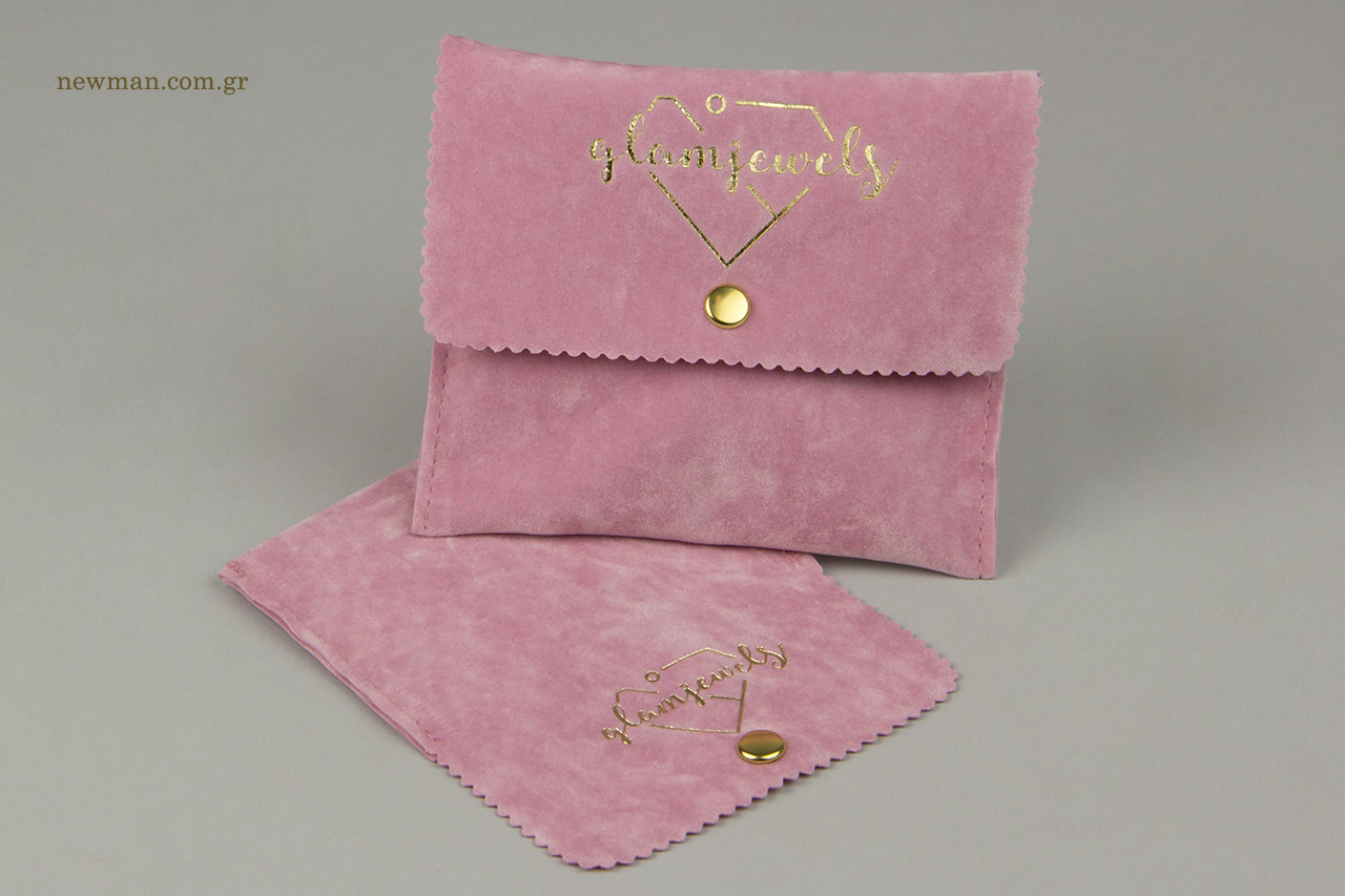 Branded printed pouches for jewellery.