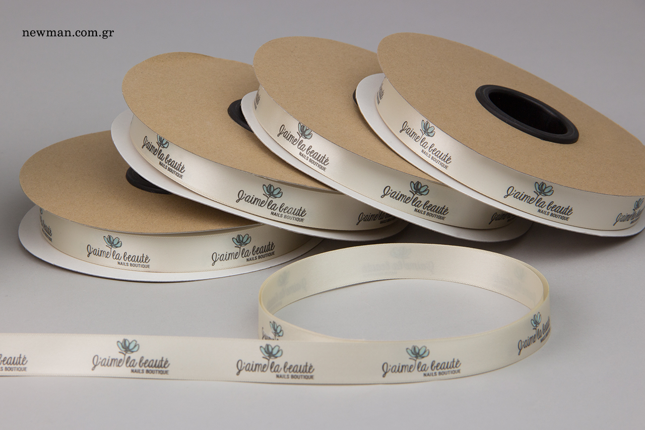 Satin ribbons with two-color printing.