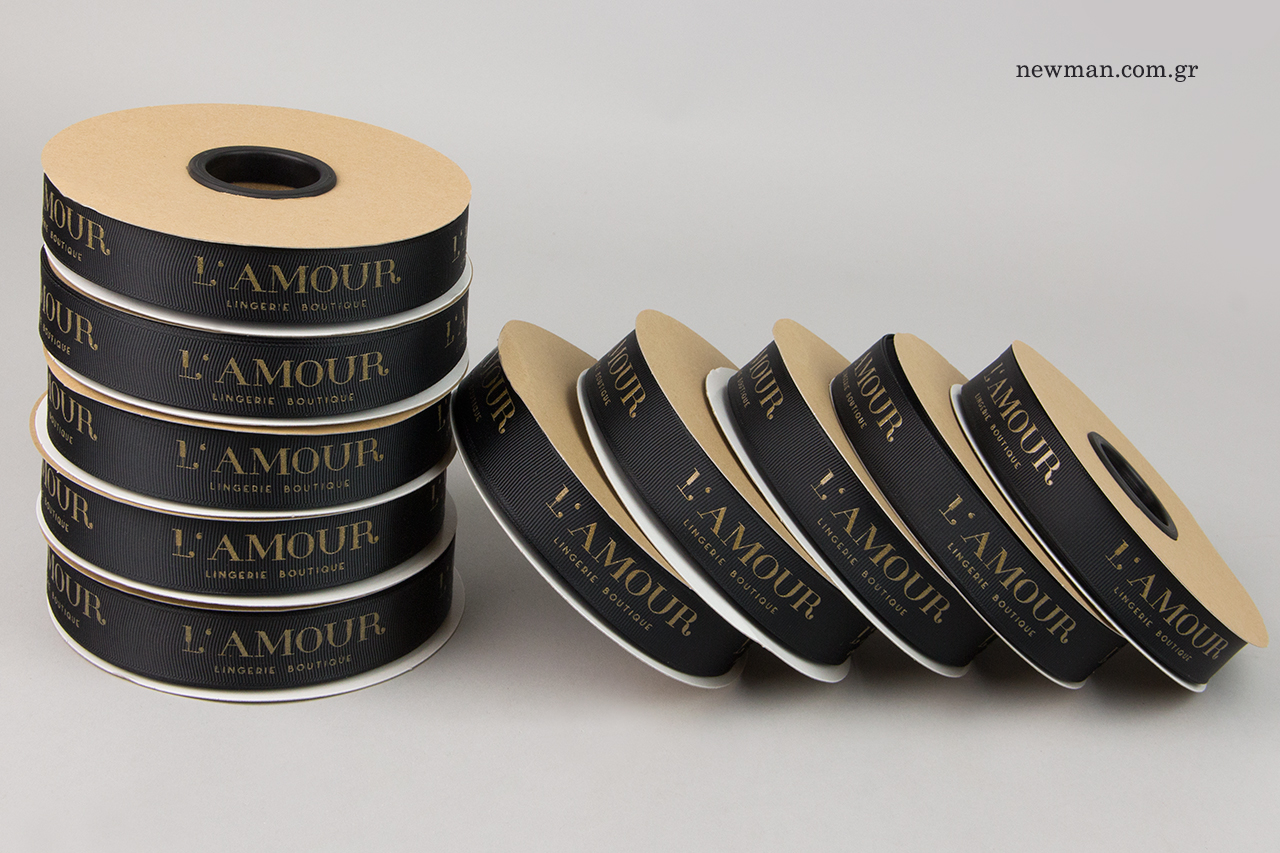 Branded packaging ribbons with printing.