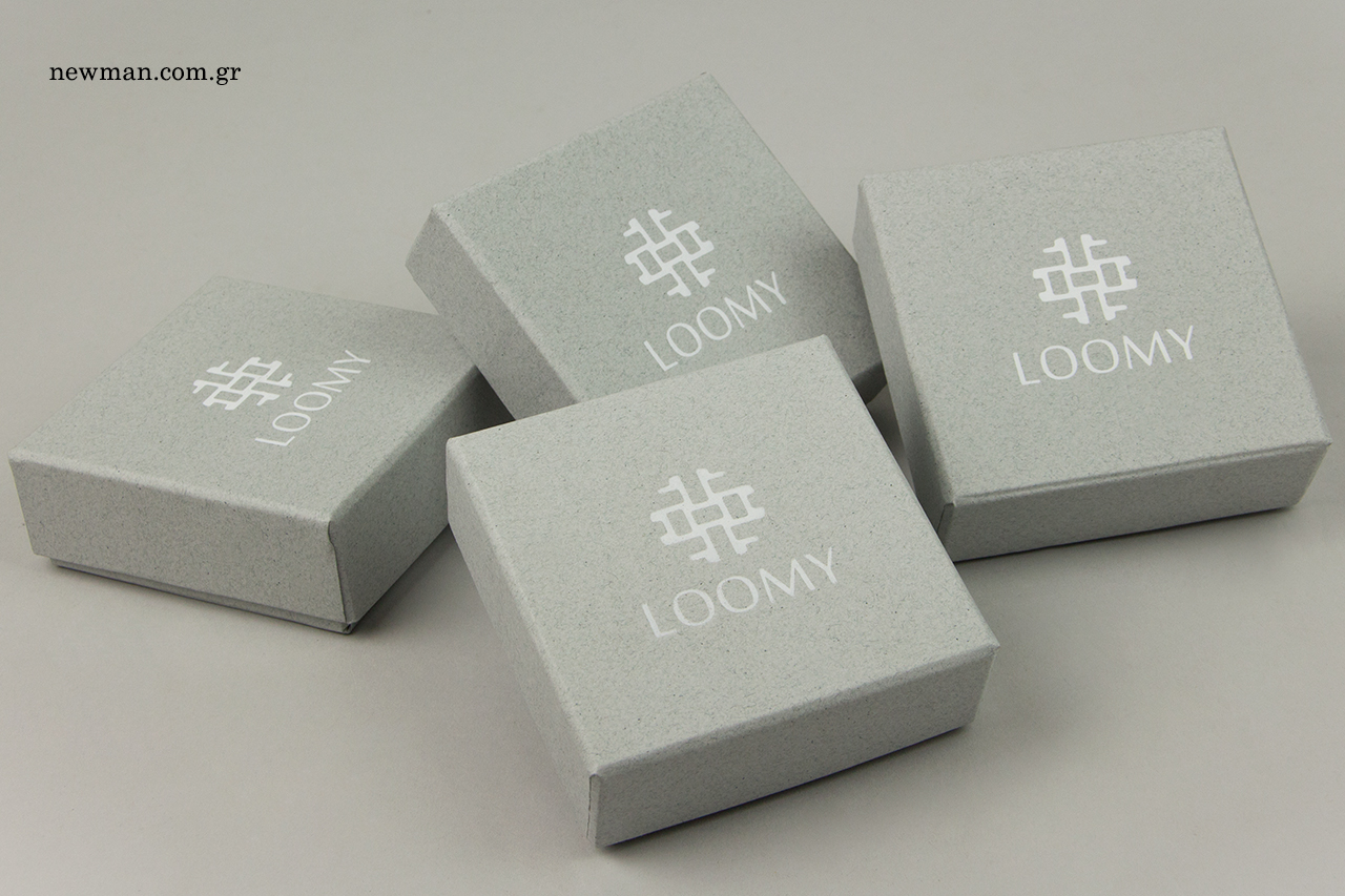 Branded paper boxes for jewellery.