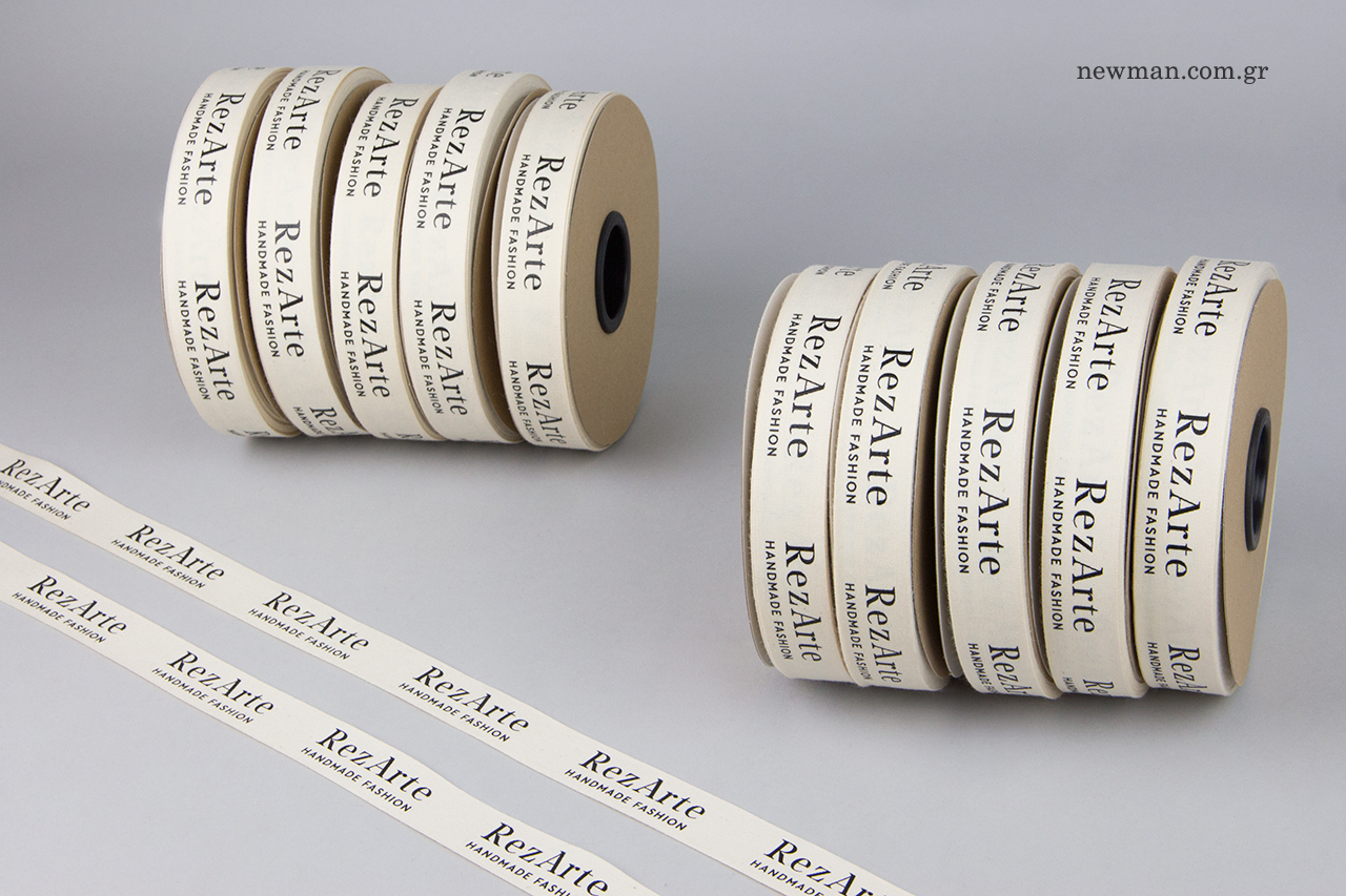 Decorative cotton ribbons with printed name.