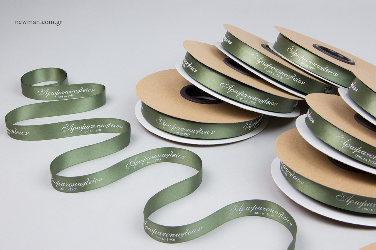 Luxury satin ribbons with silk-screen printing.