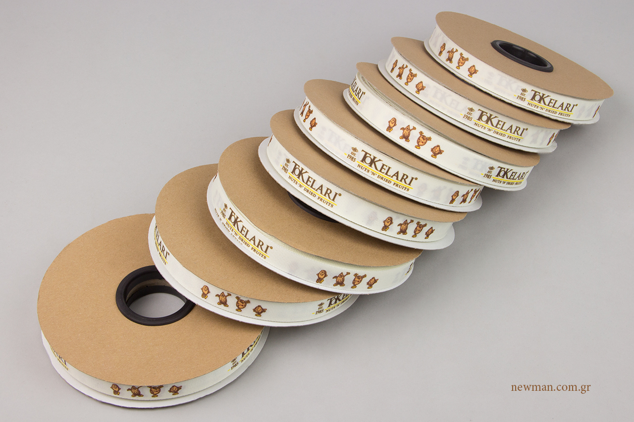 Digital printing on nut packaging ribbons.