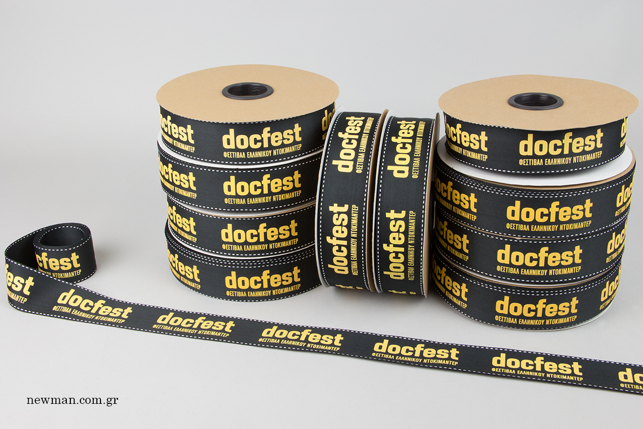 Branded grosgrain ribbons for festivals and events.