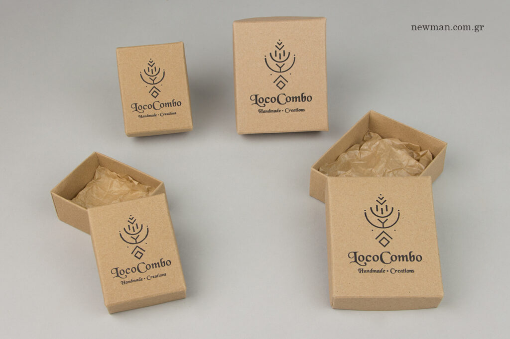 Loco Combo: Branded paper bijoux boxes with logo.