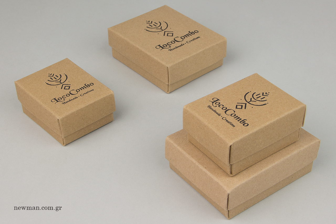 Kraft paper bijoux boxes with logo printing.