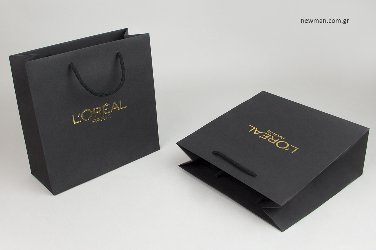 L’Oréal Paris cosmetics company’s packaging is gold hot-foil printed.