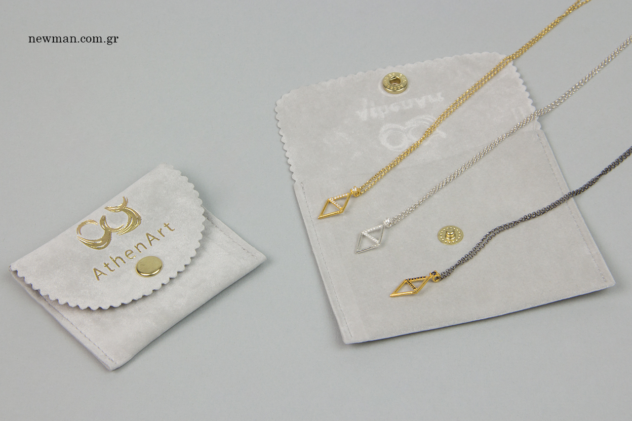 Gold hot-foil printing on jewellery packaging.