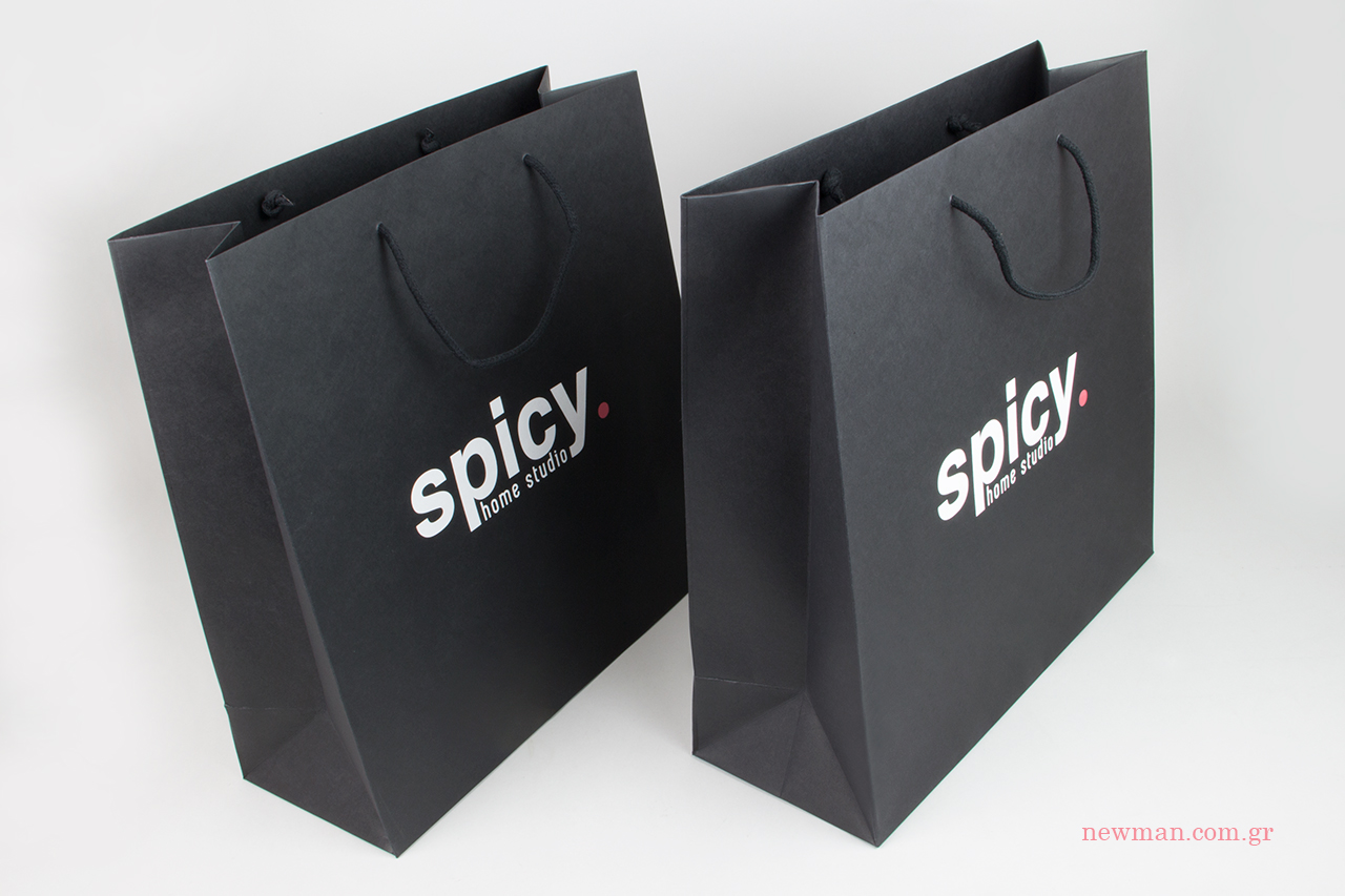 Branded paper bags with logo printing.
