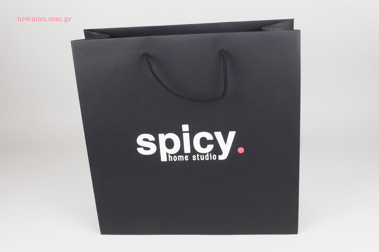 Branded luxury carrier bags with printing.
