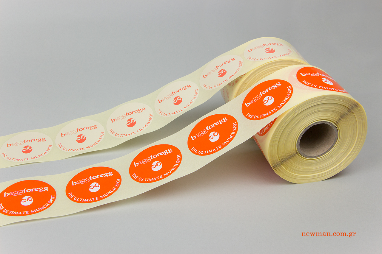 Printed packaging stickers Begg for egg.