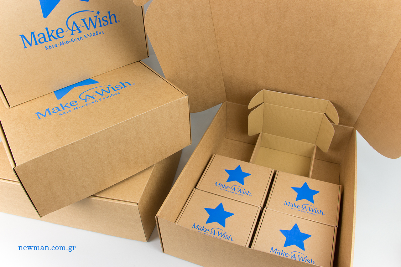 Shipping boxes of “wishes” with logo printing.