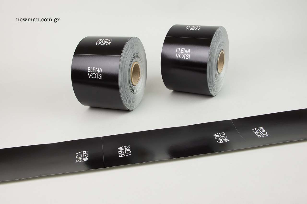 While hot-foil printing on black self-adhesive labels.