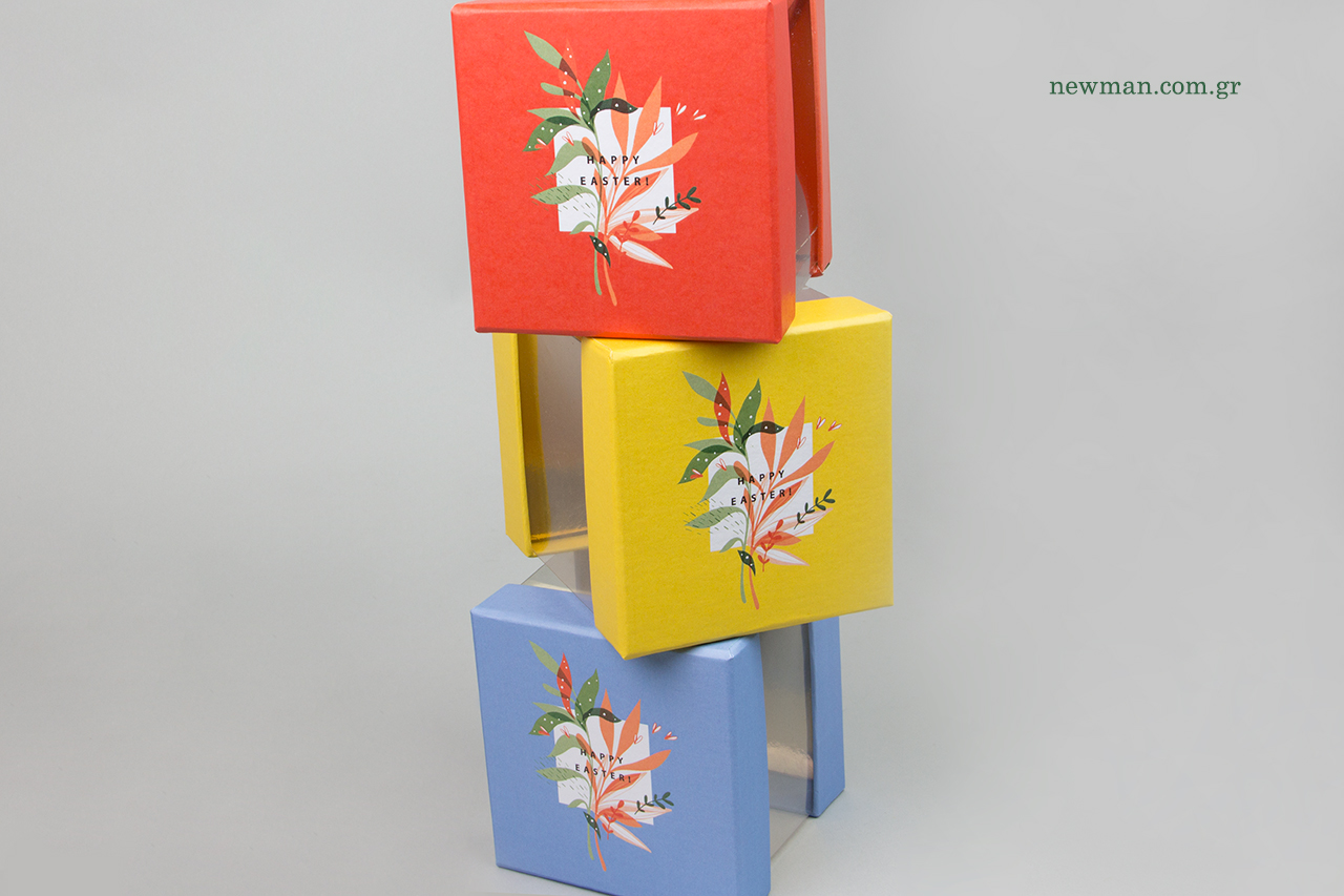 Rigid paper packaging boxes with PVC material.