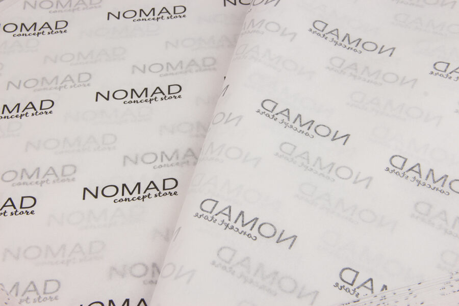 Nomad Concept Store: Black printing on wholesale tissue paper.