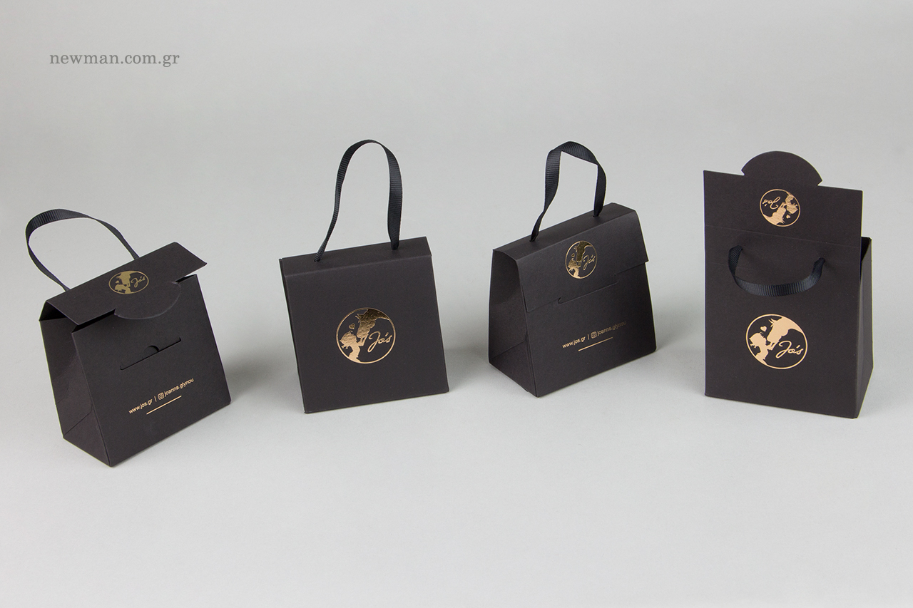 Wholesale mini bags – boxes with gold hot-foil printing.