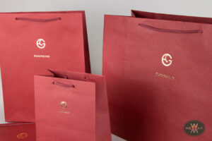 Gournelos: Printing on textured paper bags.