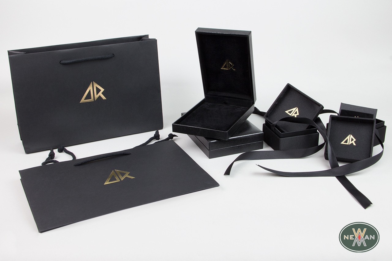 Jewellery bags and boxes with logo printing.