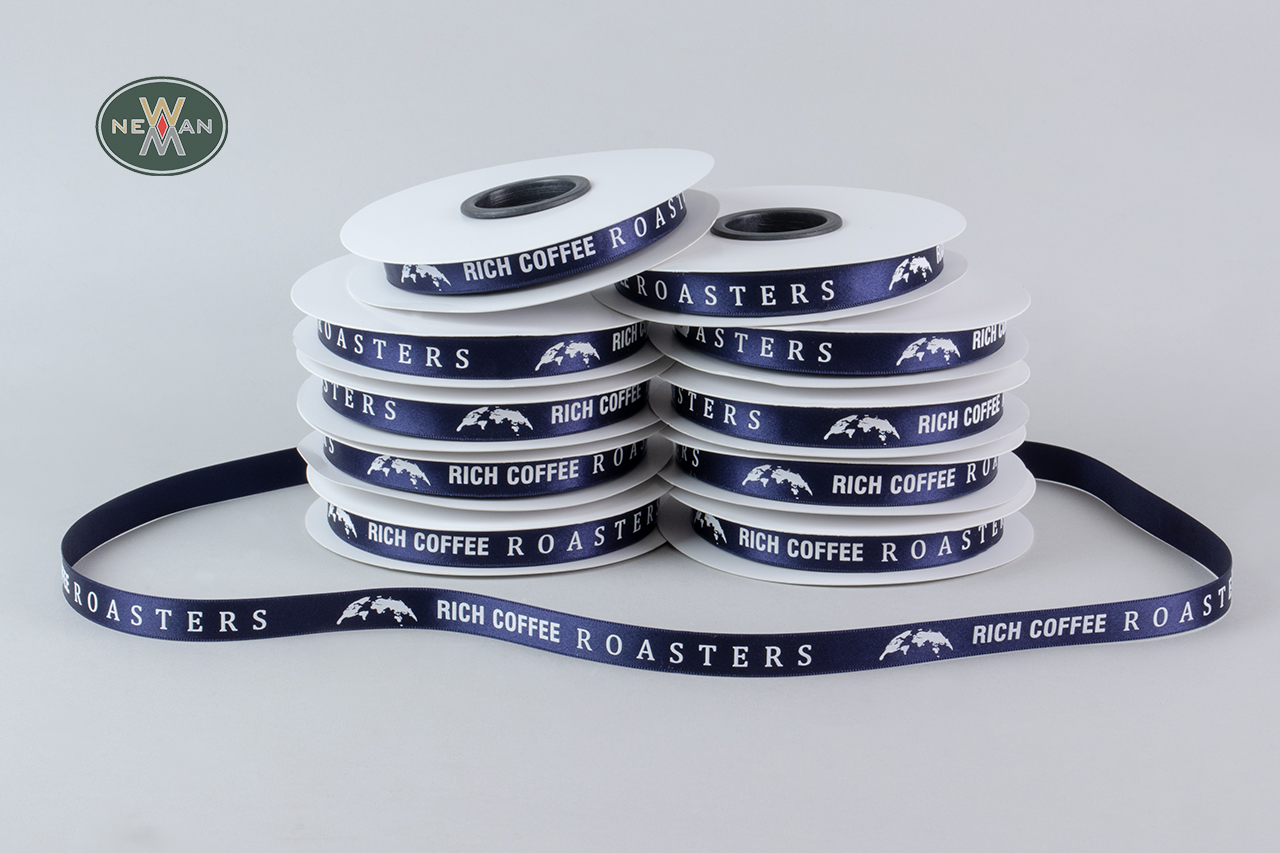 Corporate name printing on decorative ribbons.